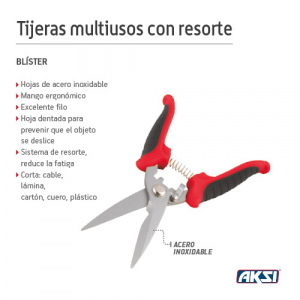 Tijera Multiuso 8"", sistema resorte Marca AKSI