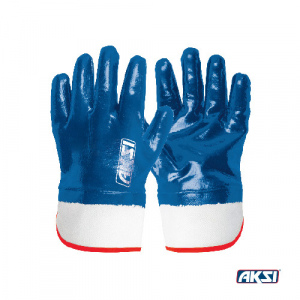 Guantes textiles con recubrimiento de nitrilo con puño de seguridad Marca AKSI 