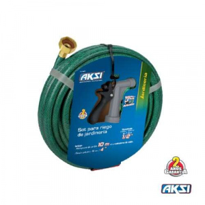 Kit manguera de jardín 15 metros con pistola de riego de 5 funciones Marca AKSI
